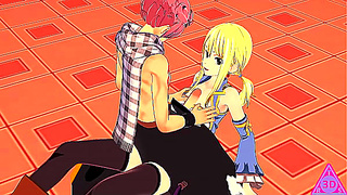 Lucy Teases Natsu with Sensual Blowjobs Hands-On Fun in Magical Encounter