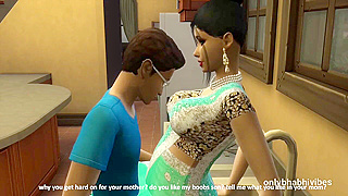 Stepson Tempts Busty Indian Milf in Spicy Kitchen Tryst
