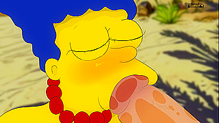 Marge Yields to Forbidden Lust with Mysterious Stranger on Tropical Shore