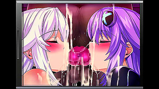 Neptune Tempts Her Rival Beneath the Moonlit Sky in Sultry Hentai Embrace